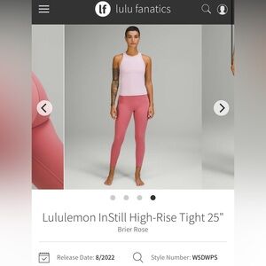 Lululemon Instill High-Rise Tights in Brier Rose Women’s Size 14